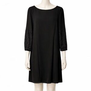 Black Shift Dress with Lace Sleeves